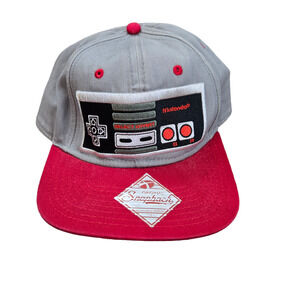 Nintendo Red Gray Snapback Retro Nintendo NES Controller Flat Bill Snapback Hat
